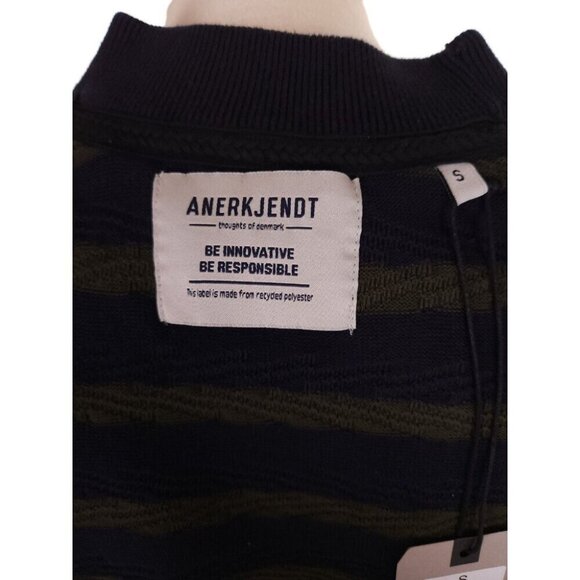 ANERKJENDT Akrico Sweater Size S Mens Blue Green Rolled Cable Knit 9519224 - Picture 10 of 11